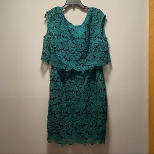 Boden Green Lace Layered Sleeveless Dress Size 14